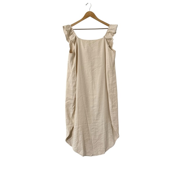 HATCH Jenna Maternity Beige Ruffle Button Front Midi Dress - Picture 7 of 7